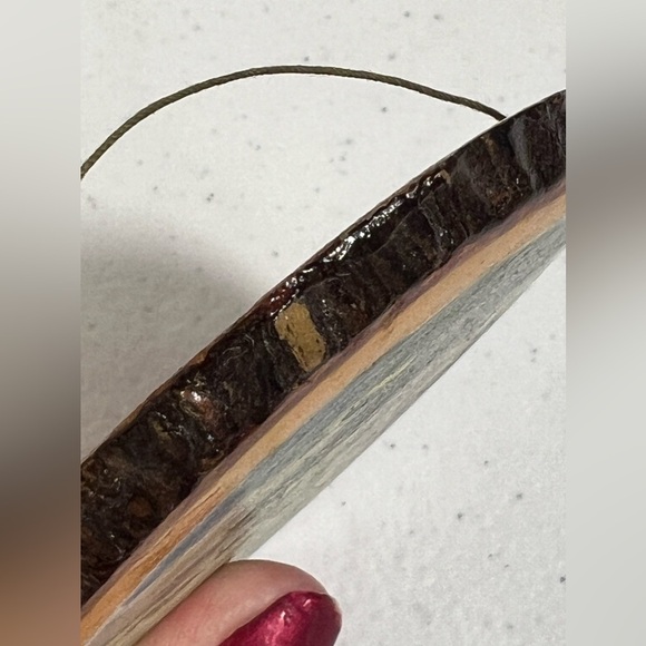 VTG 1994 Hand Painted Wood Slice Poccua Signed ABDeed Ornament Souvenir - Picture 7 of 12